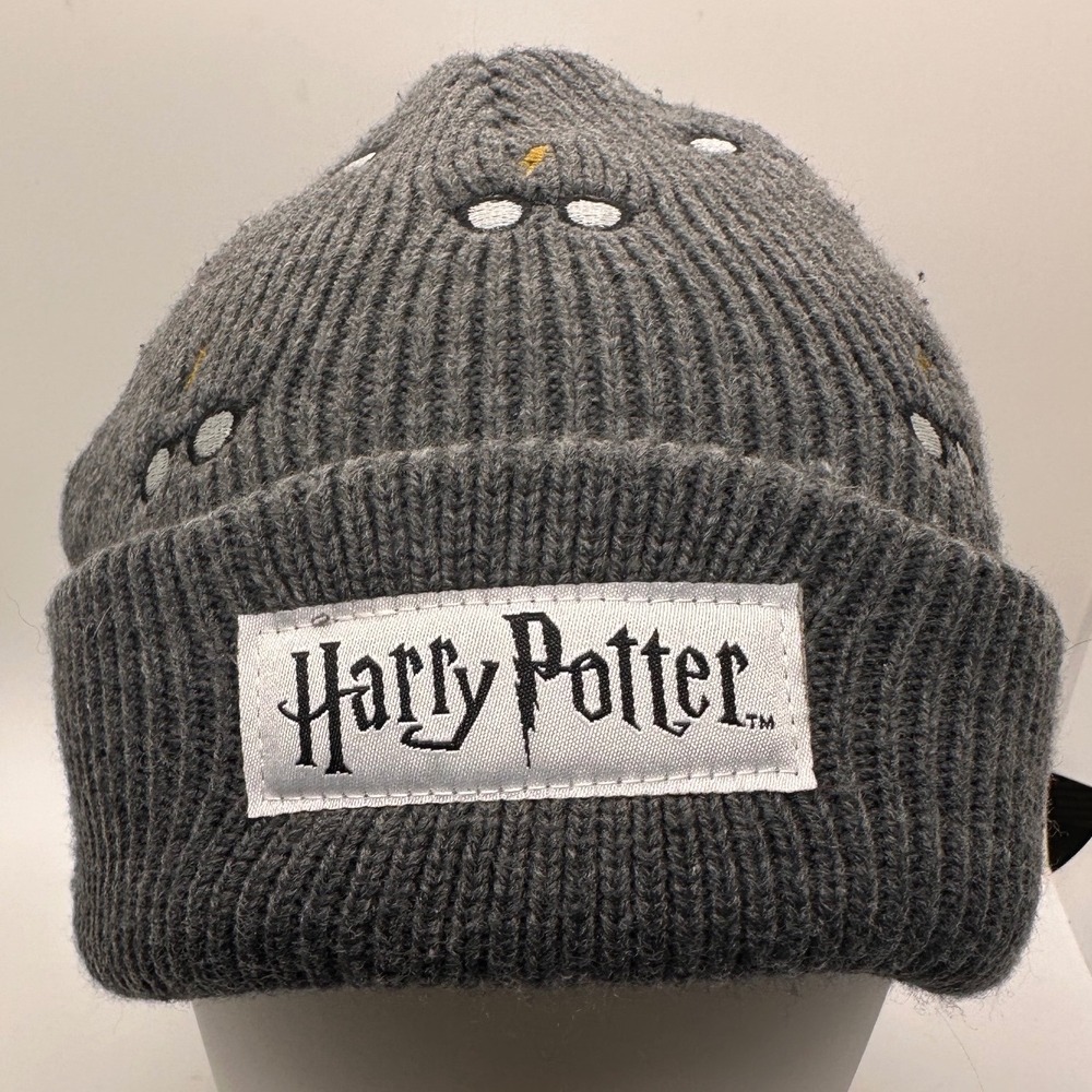 Harry Potter Beanie‎ Knit Hat Gray Glasses Lightning Bolt One Size Fall Unisex